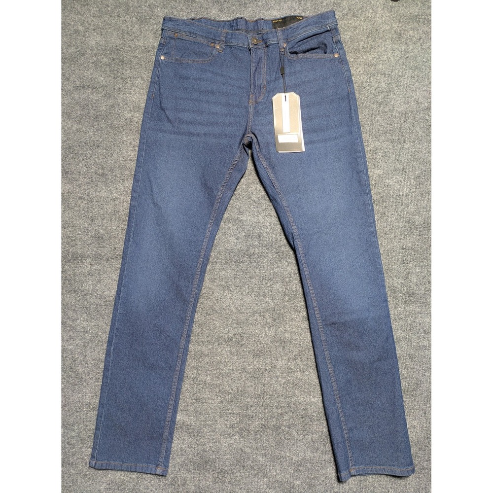 Six lincoln Mens Stretch Slim Fit Jeans Size 36x32 (34x32) Blue Denim Dark Wash